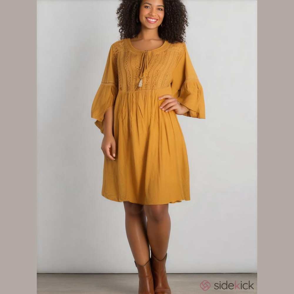 NWT Davi & Dani boutique Embroidered Yellow Dress